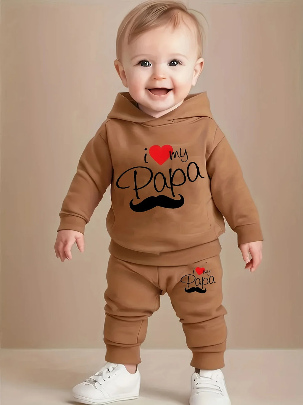 Baby Heart & Letter Print Hoodie & Trousers Set