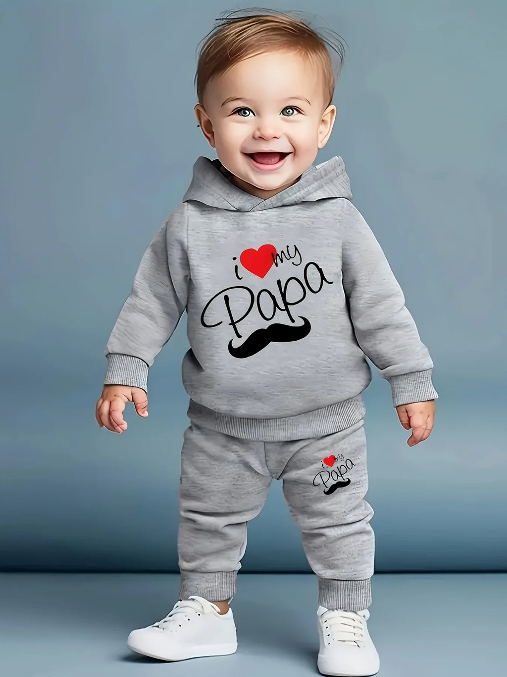 Baby Heart & Letter Print Hoodie & Trousers Set