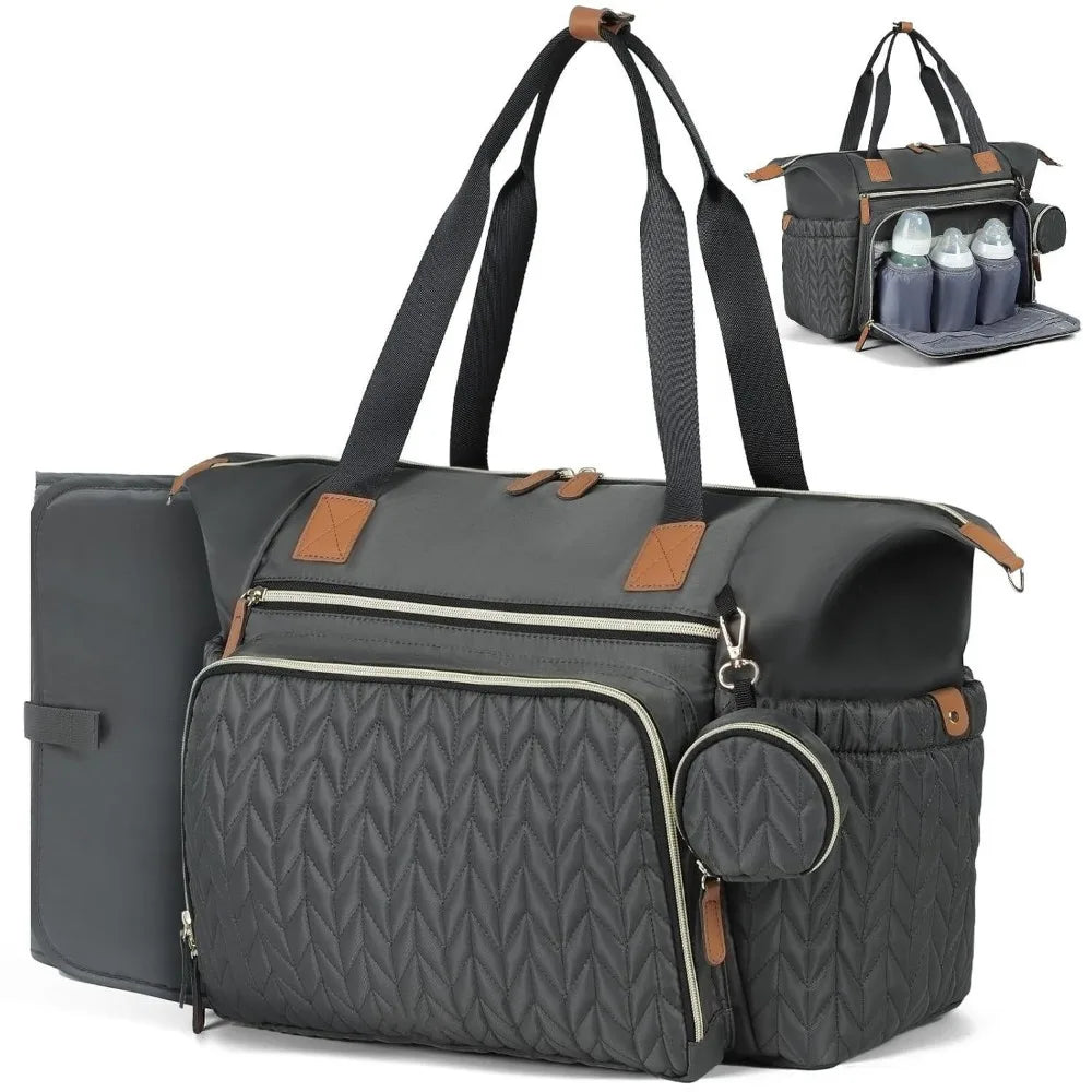 New Large Capacity Diaper Bag Tote with Changing Pad Adjustable Shoulder Strap Baby Bag with Pacifier Case Women Tote Bag Travel