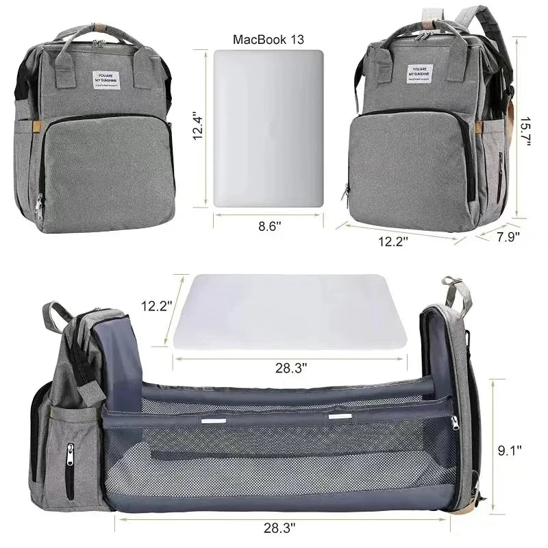 Portable Baby Folding Bed Mommy Bag Folding Mosquito Net Multifunctional Outgoing Portable Mother and Baby Backpack Large Capaci