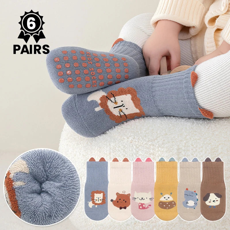 Baby Cartoon Socks – 6 Pairs