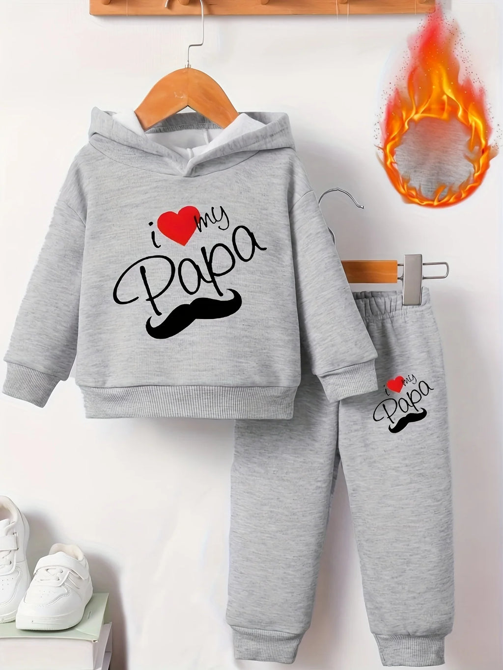 Baby Heart & Letter Print Hoodie & Trousers Set
