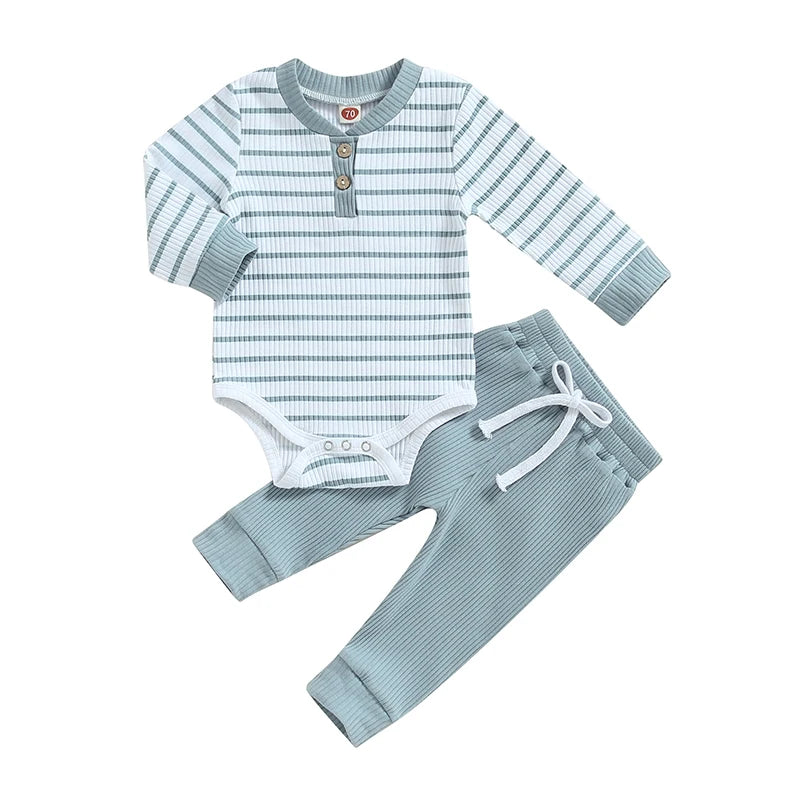 Baby Ribbed Knit Romper & Trousers Set