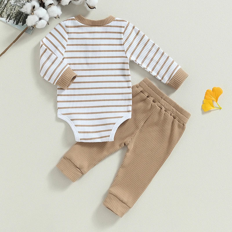 Baby Ribbed Knit Romper & Trousers Set