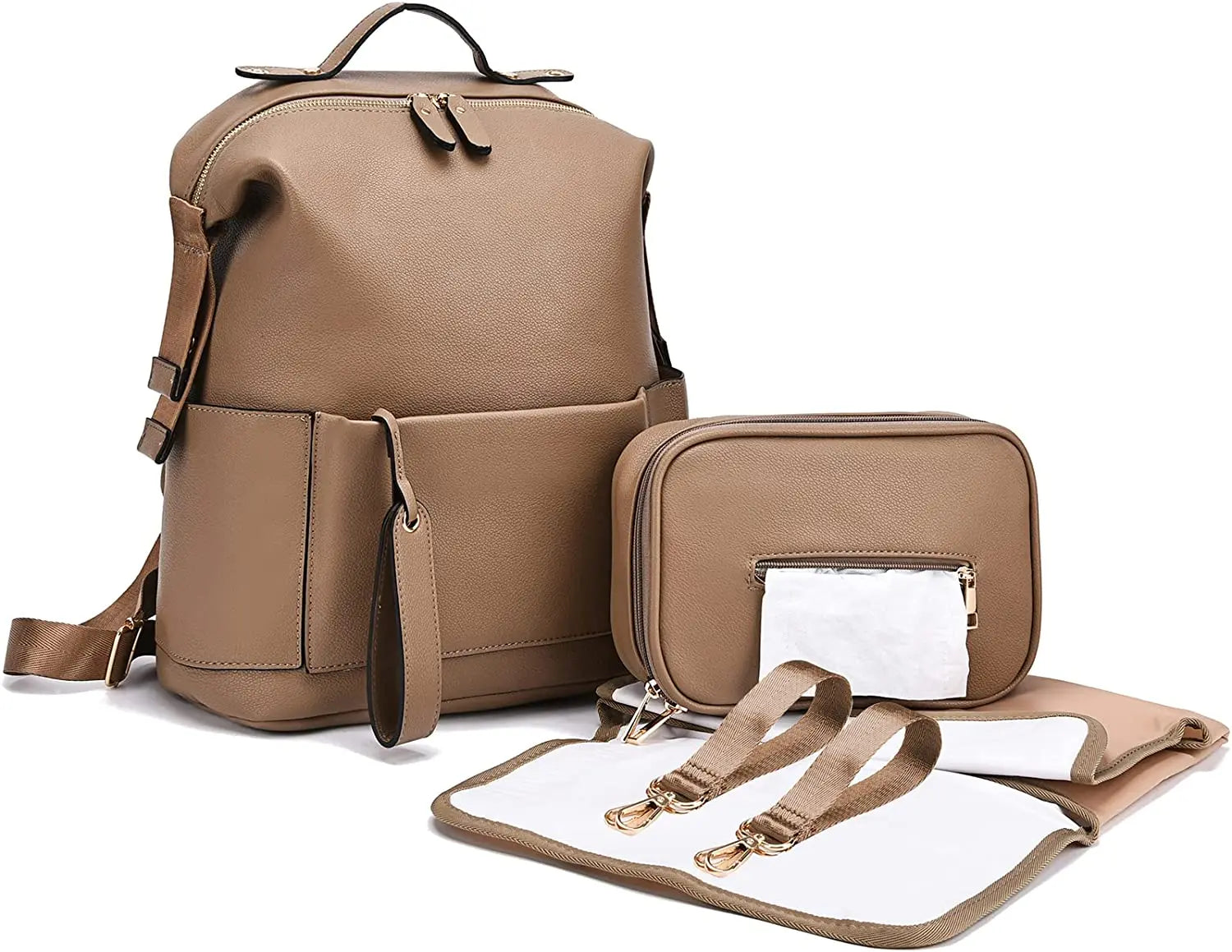 New 6 Types PU Leather Mommy Bag Large Capacity Backpack for Mom Infant Baby Stroller Bag with Changing Pad for Mom Baby Nursing