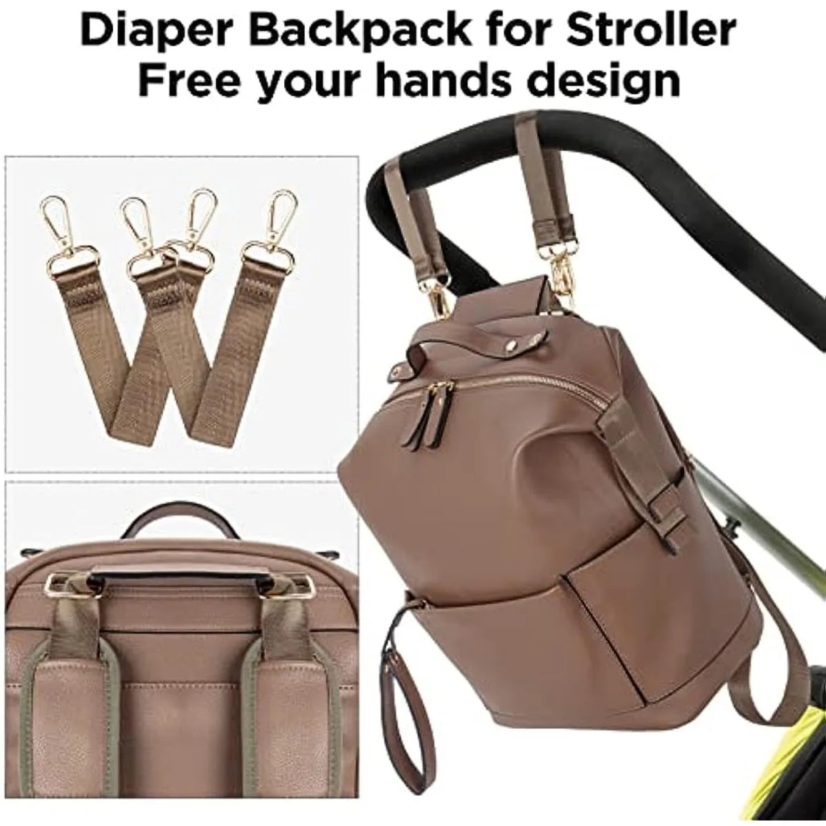 New 6 Types PU Leather Mommy Bag Large Capacity Backpack for Mom Infant Baby Stroller Bag with Changing Pad for Mom Baby Nursing