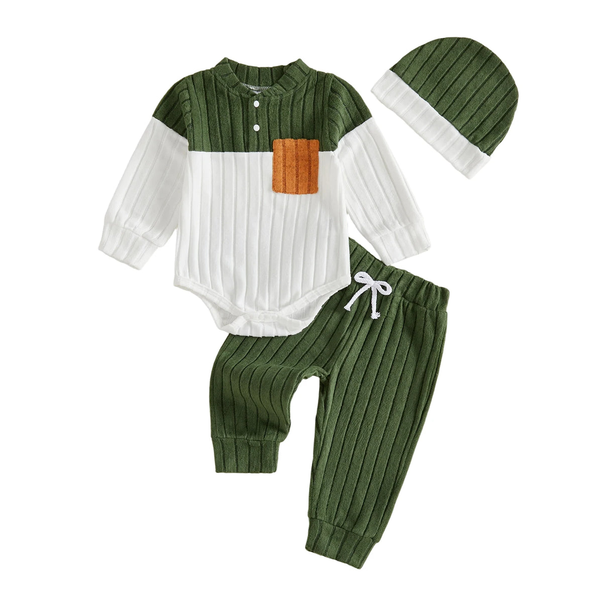 Baby Pocket Romper, Trousers & Hat Set