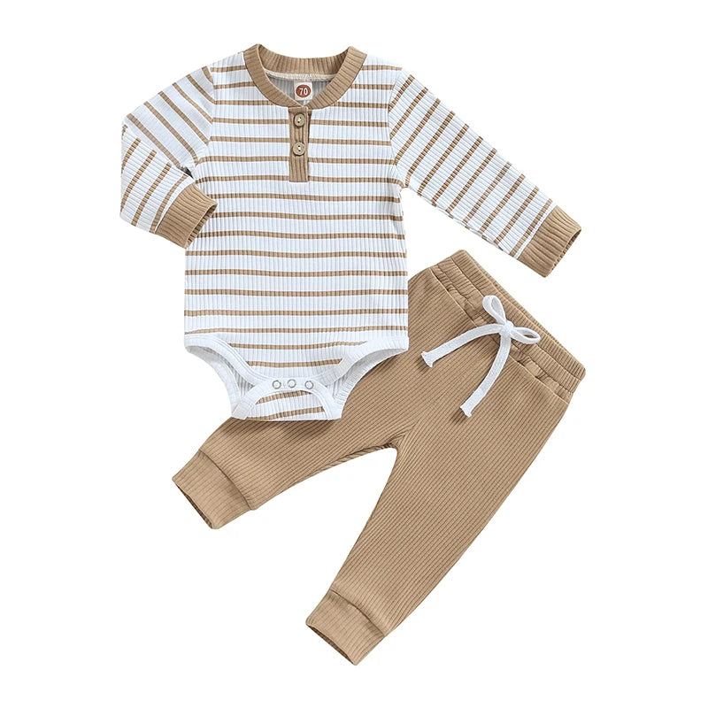 Baby Ribbed Knit Romper & Trousers Set