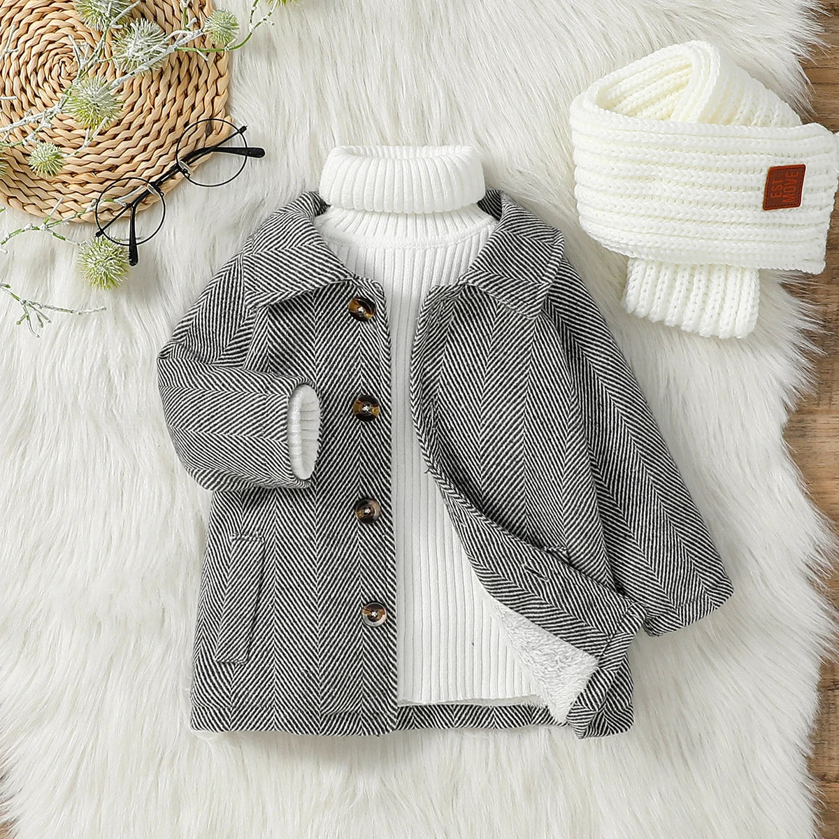 Baby & Toddler Chevron Coat with Collar