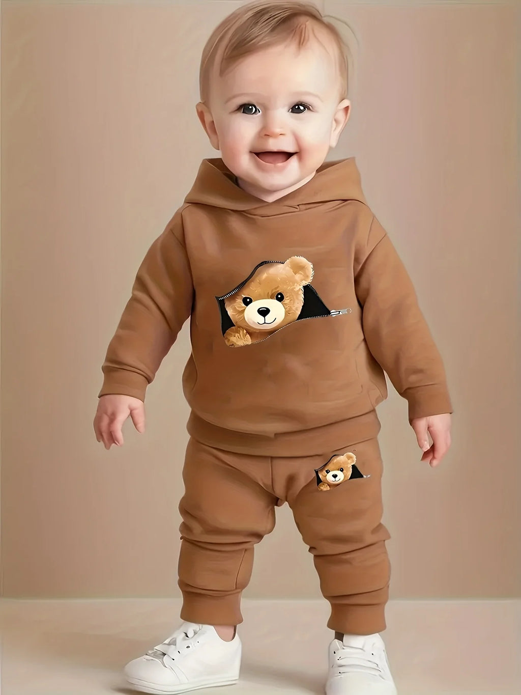 Baby Bear Print Sweatshirt & Trousers Set