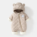 Baby Quilted Hooded Romper with Bear Ears