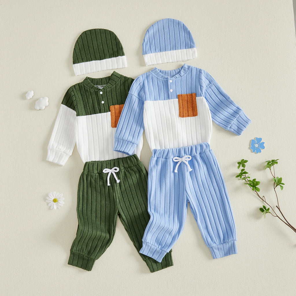 Baby Pocket Romper, Trousers & Hat Set