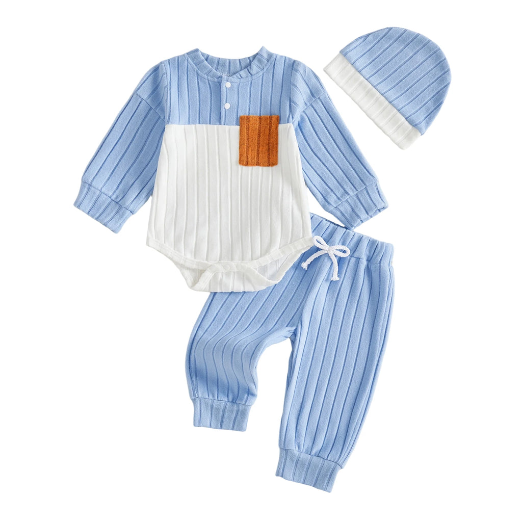 Baby Pocket Romper, Trousers & Hat Set