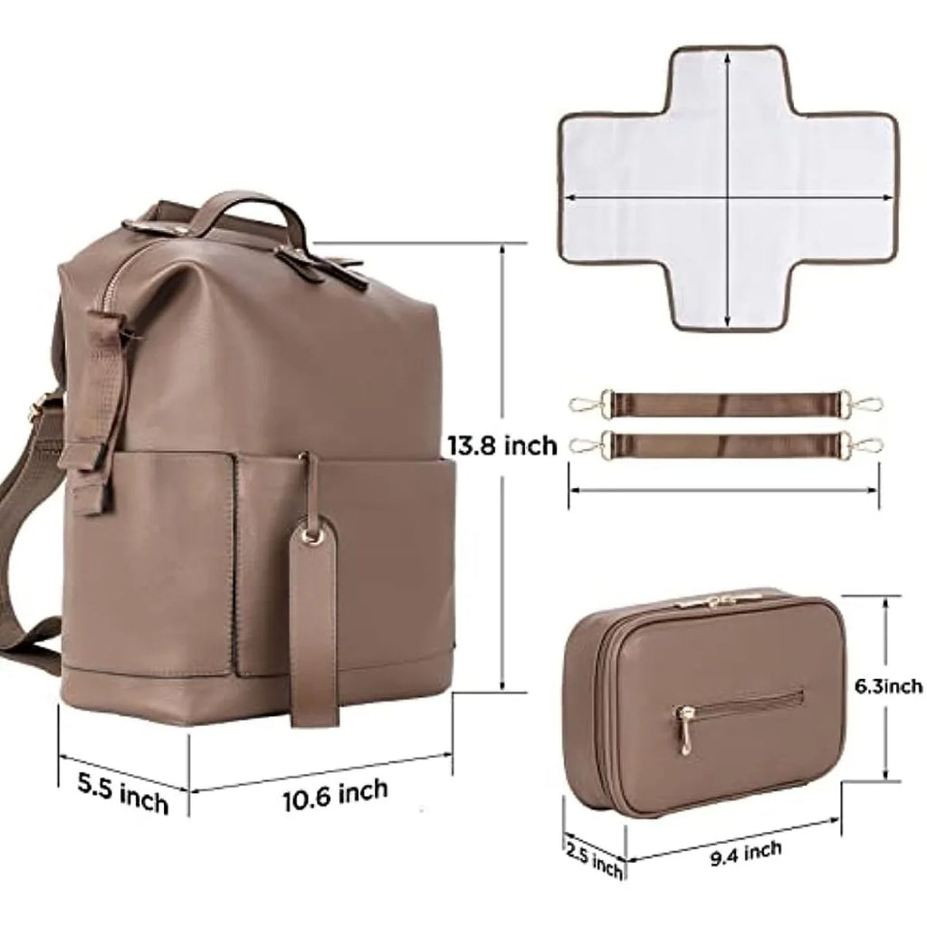 New 6 Types PU Leather Mommy Bag Large Capacity Backpack for Mom Infant Baby Stroller Bag with Changing Pad for Mom Baby Nursing