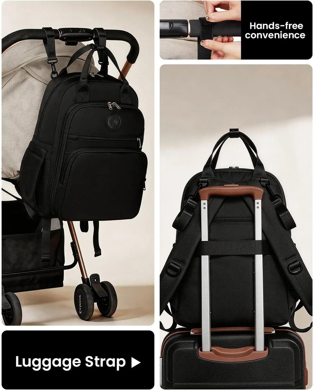 Miss Lulu Multifunction Diaper Backpack, Large Nappy Bag with Stroller Straps, Insulated Pockets & Wet-Dry Separation for Travel