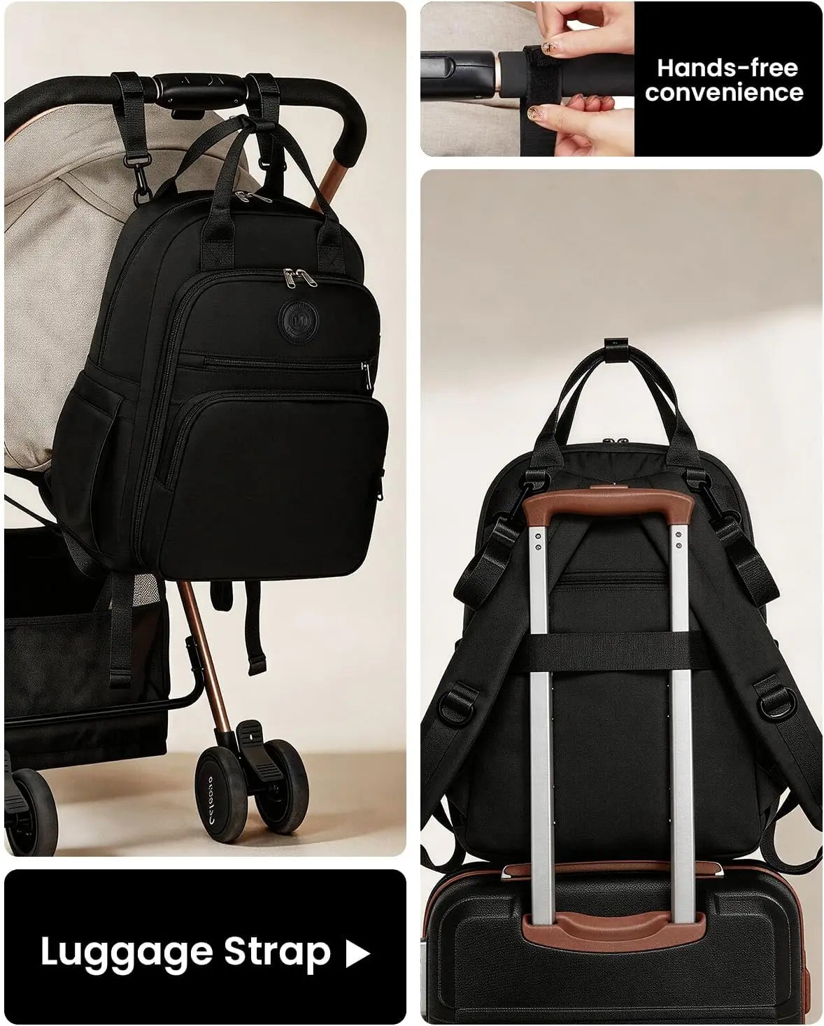 Miss Lulu Multifunction Diaper Backpack, Large Nappy Bag with Stroller Straps, Insulated Pockets & Wet-Dry Separation for Travel