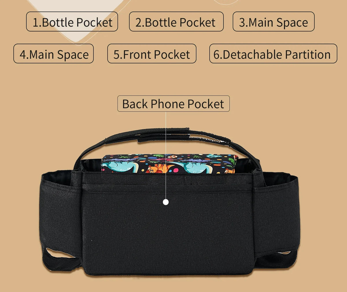 INSULAR Baby Diaper Bag Portable Insulated Milk Bottle Bag Large Capacity Mummy Storage Bag For Stroller Baby Care