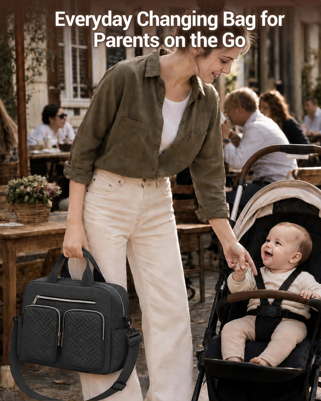Kono Multifunction Baby Changing Bag, Nappy Diaper Bag with Stroller Straps, Maternity Tote for Hospital & Travel