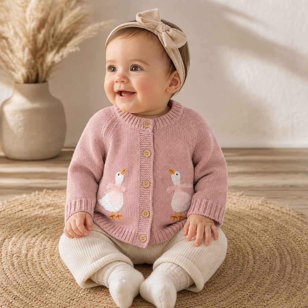 Baby Sweater Knit Infant Boy Girl Cardigan Fashion Cute Cartoon Goose Newborn Children Clothes Long Sleeve Autumn Tops Outerwear - premium hero image