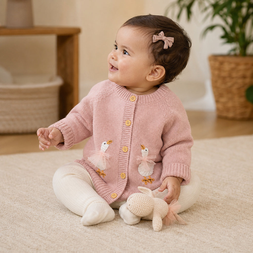 Baby Sweater Knit Infant Boy Girl Cardigan Fashion Cute Cartoon Goose Newborn Children Clothes Long Sleeve Autumn Tops Outerwear - premium lifestyle image