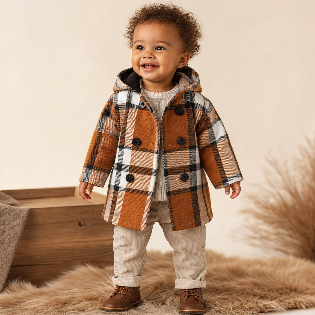 baby and toddler brown plaid coat – 18-24M variant