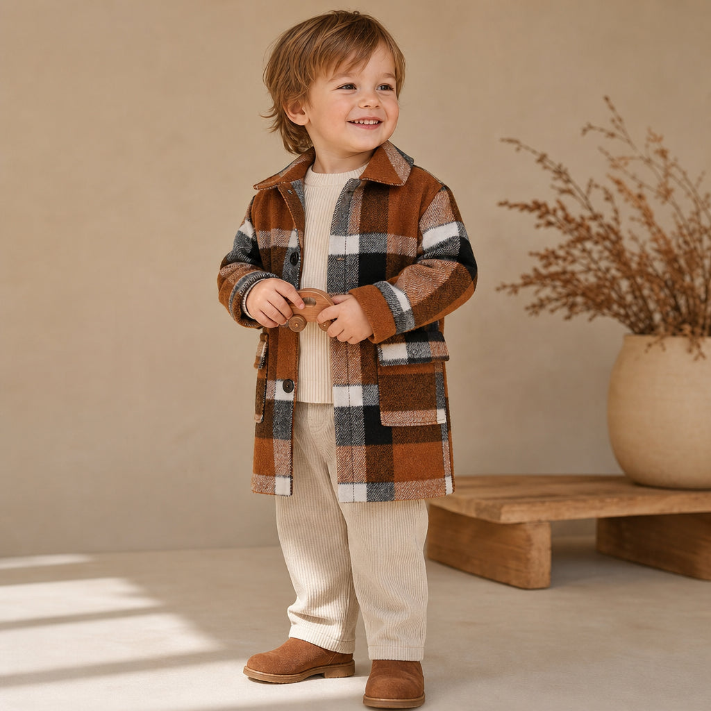 baby and toddler brown plaid coat – 2-3Y variant