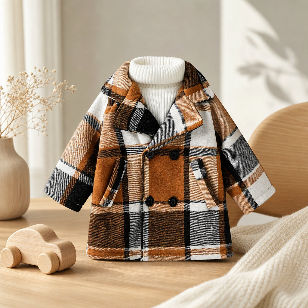 baby and toddler brown plaid coat – 3-6M variant