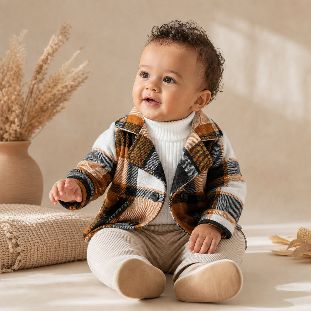 baby and toddler brown plaid coat – 9-12M variant