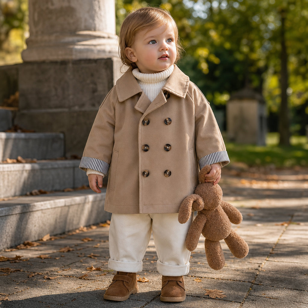 baby beige trench coat lifestyle product image