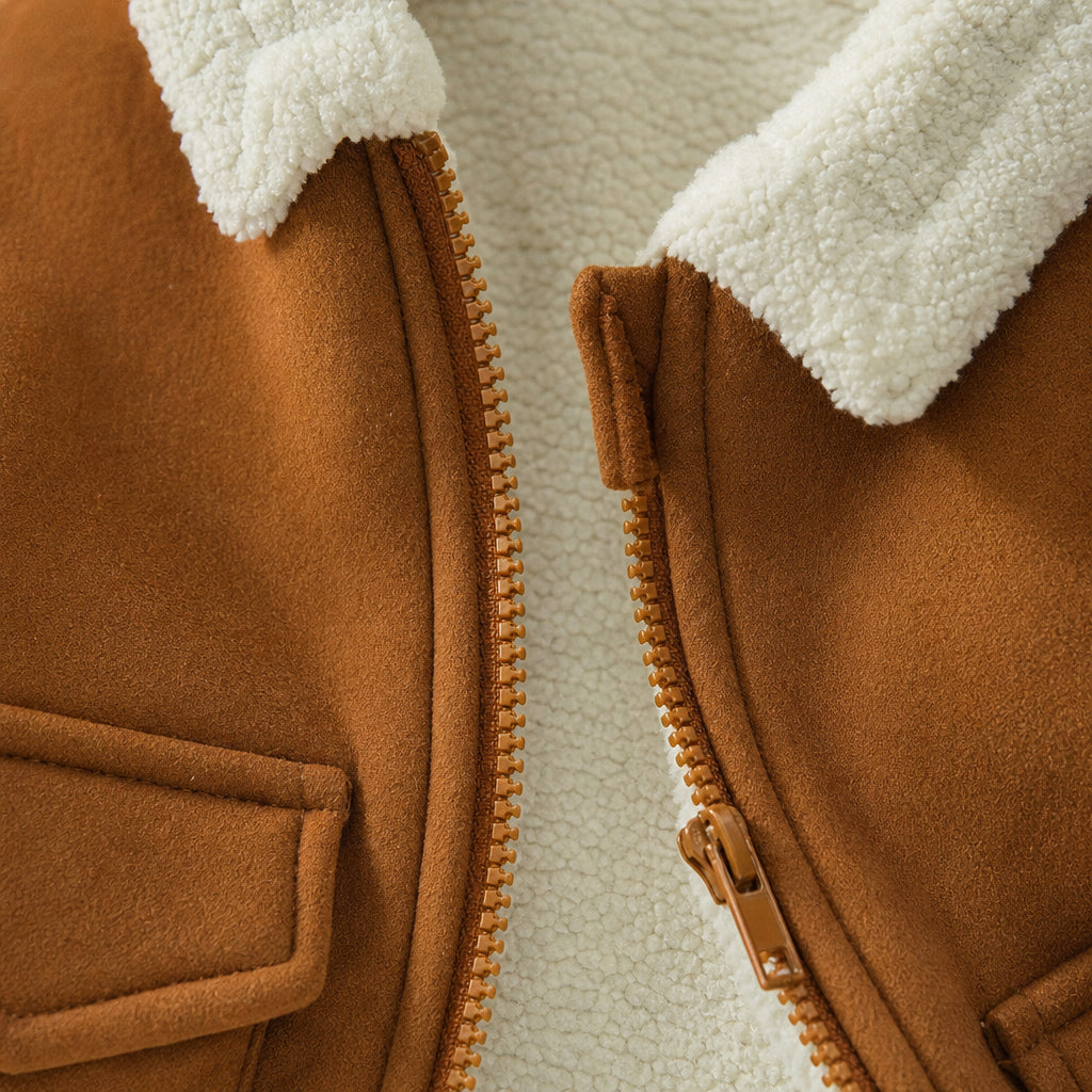 baby boys zip-up jacket detail showing long sleeves