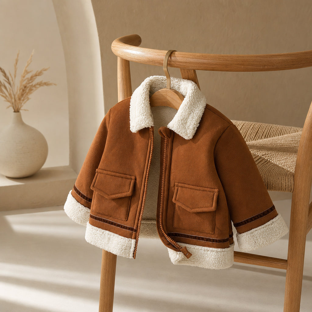 baby boys zip-up jacket – brown,cream