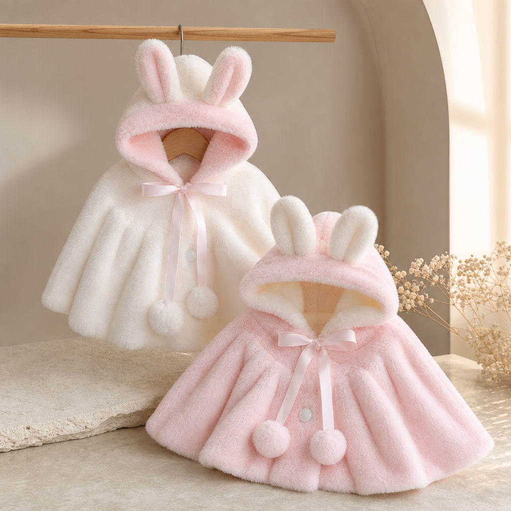 baby bunny hooded coat – pink,white