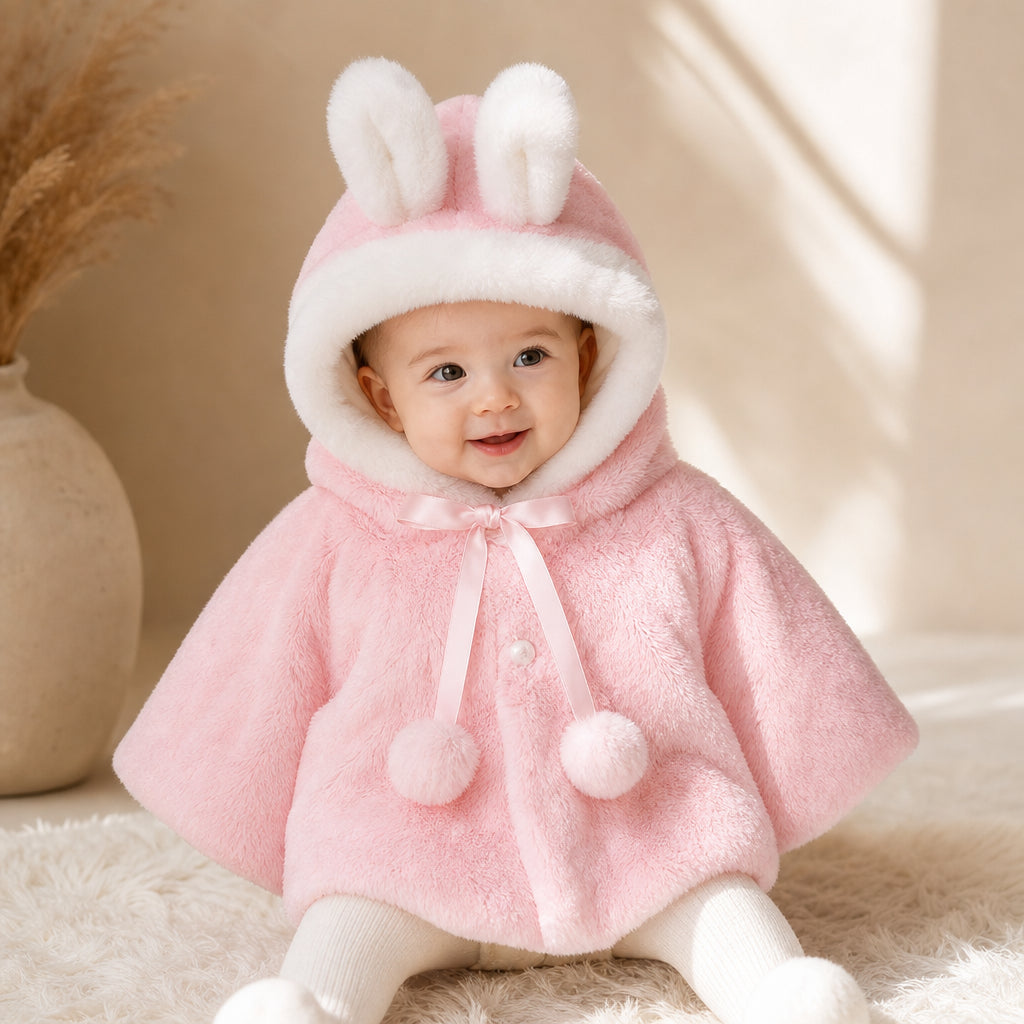 baby bunny hooded coat – Pink variant