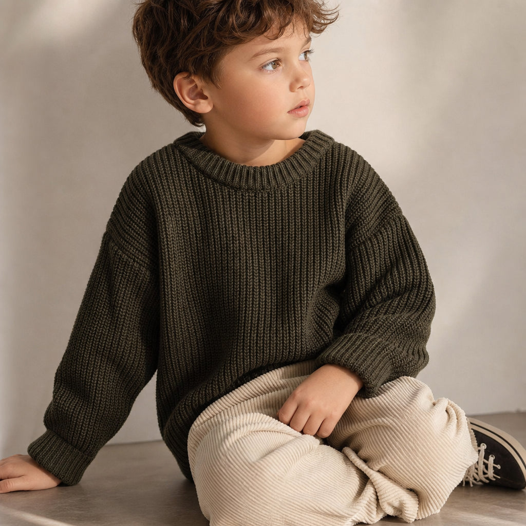 baby knitted jumper – army green variant