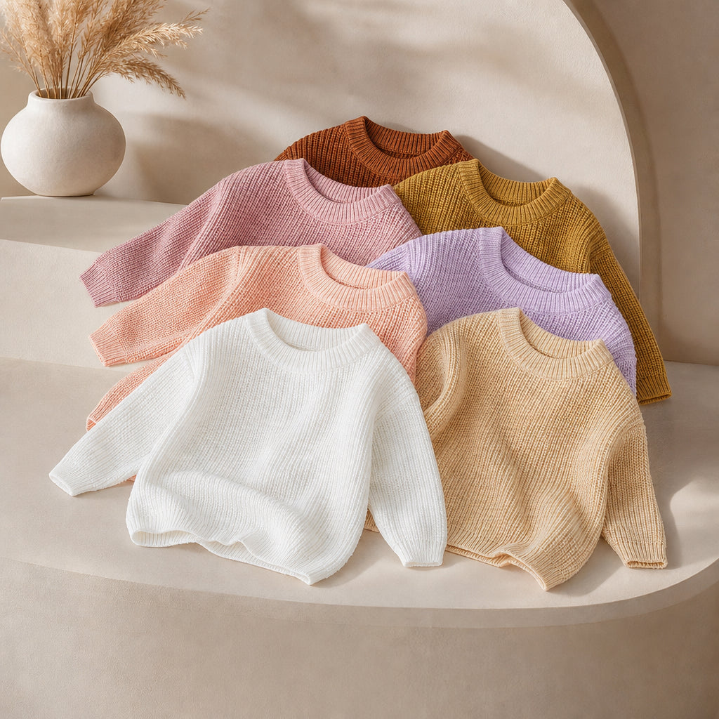 baby knitted jumper – cream,beige,white,pink,peach,lavender,mustard,brown