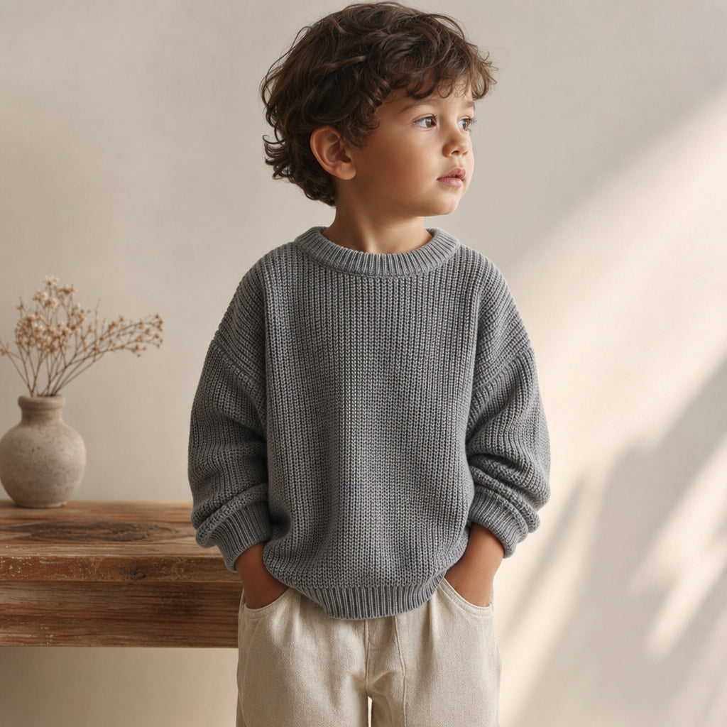 baby knitted jumper – Mist Grey variant