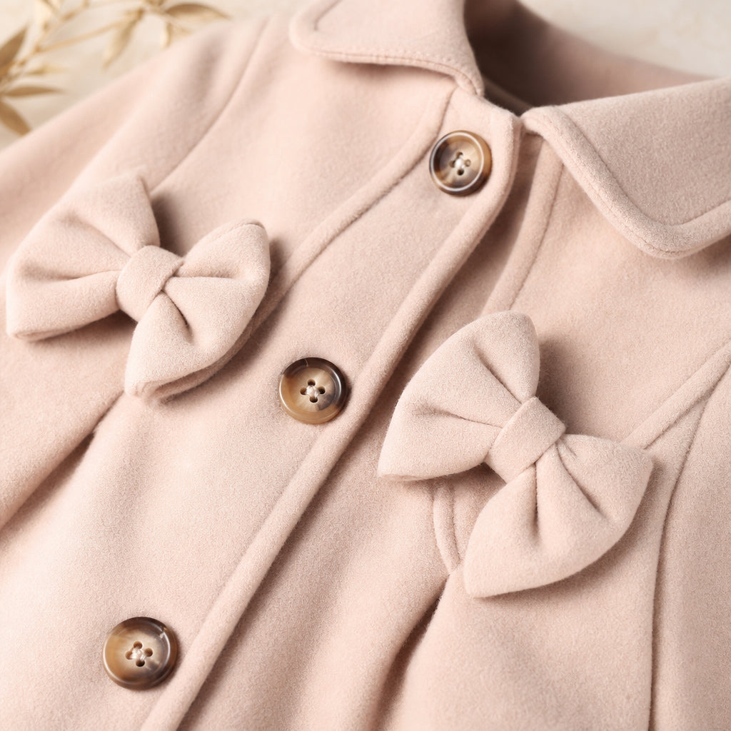 girls' button-front coat detail showing long sleeves