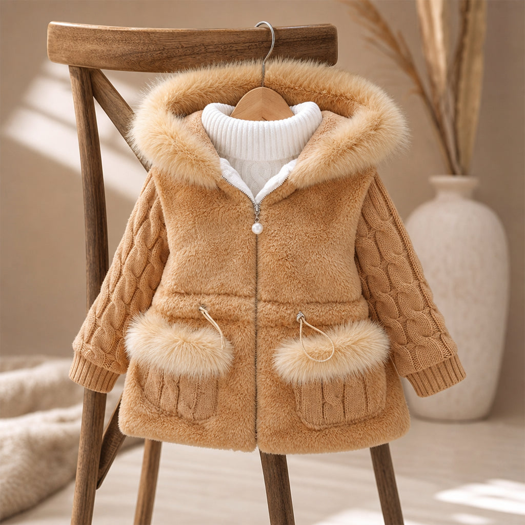 girls hooded jacket – khaki variant