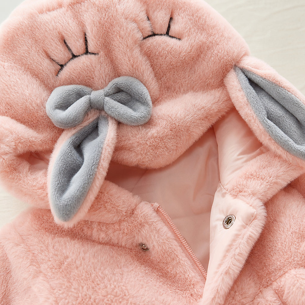 girls rabbit ear hooded jacket detail showing long sleeves