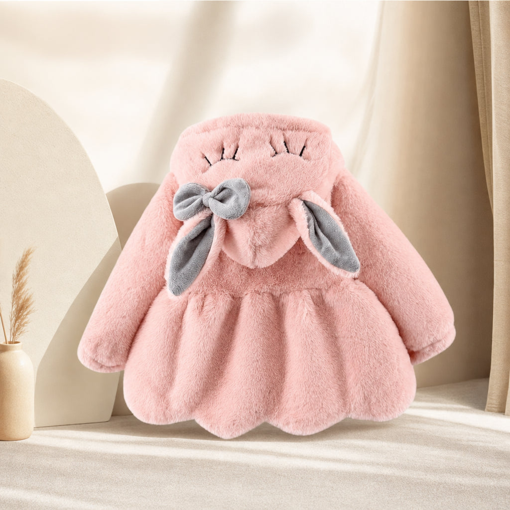 girls rabbit ear hooded jacket – pink,red