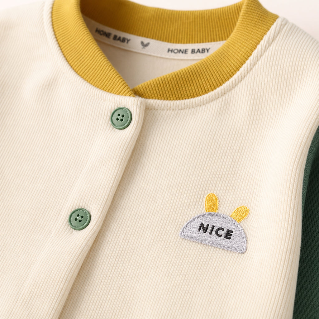 kids button-front knit cardigan detail showing Long sleeves