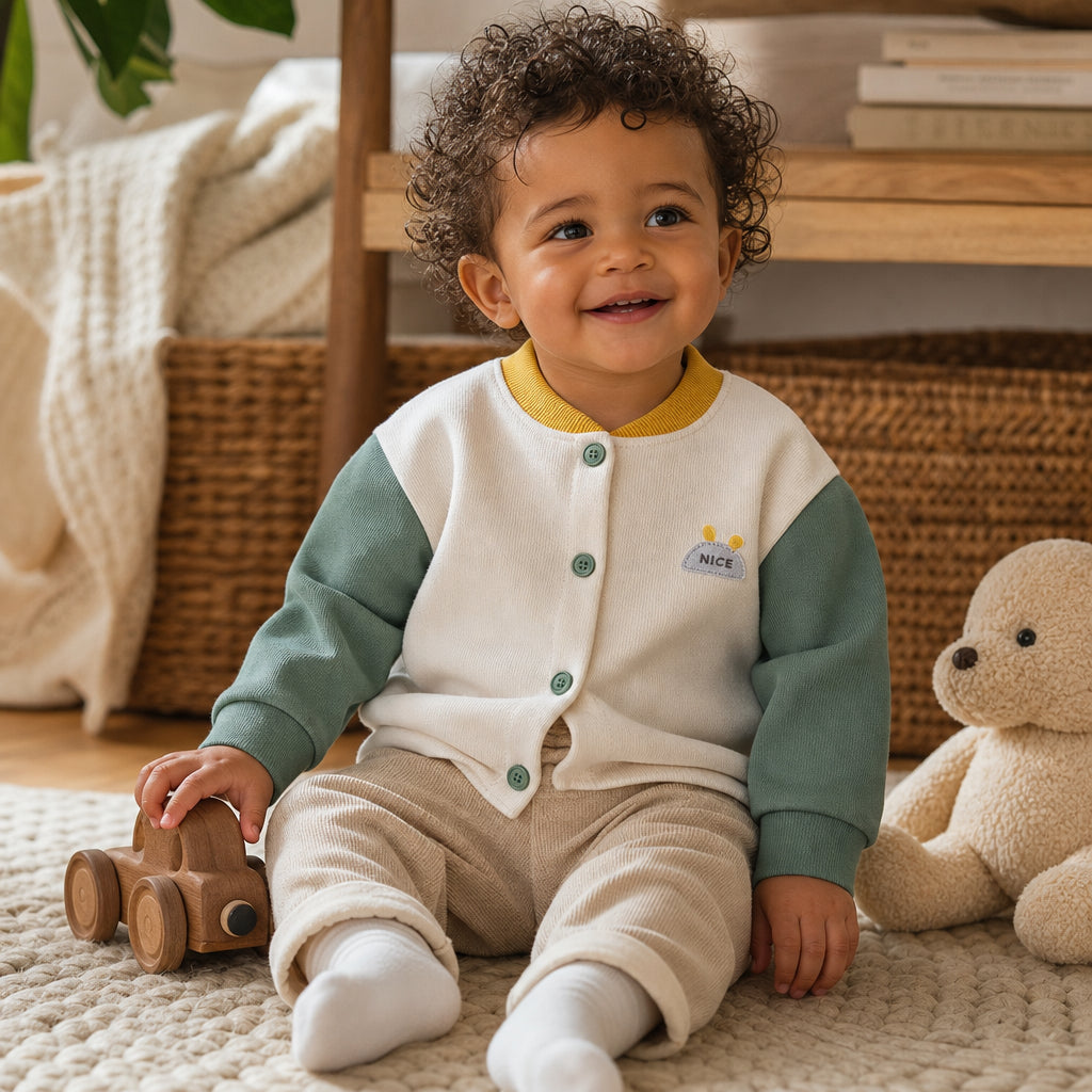 kids button-front knit cardigan lifestyle product image